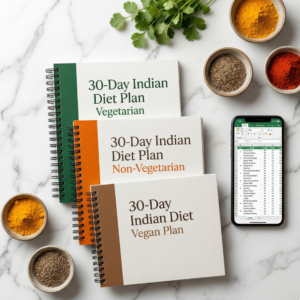 30-Day Indian Diet Plan Bundle — Veg + Non-Veg + Vegan + Meal Tracker
